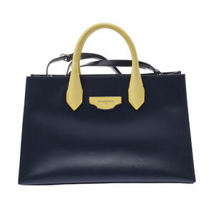 BALENCIAGA Nudework Navy Blue Yellow Calfskin Python Handbag